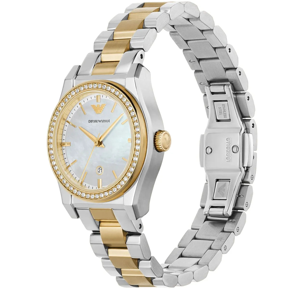 Emporio Armani Federica Mother of Pearl Dial Two Tone Steel Strap Women's Watch - for Women AR11559