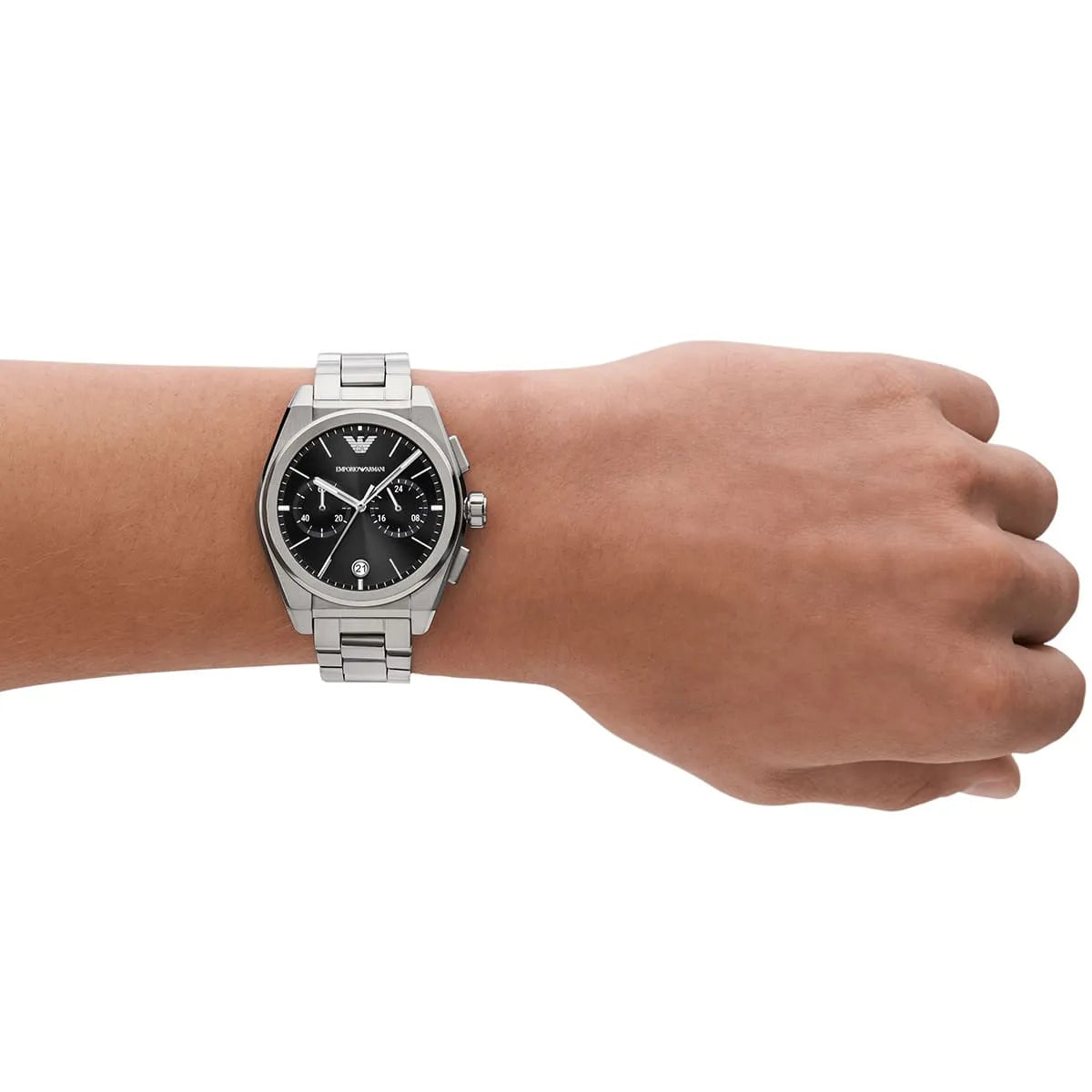 Emporio Armani Federico Chronograph Black Dial Silver Watch - AR11560