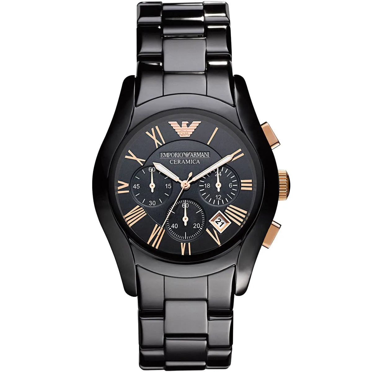 Emporio Armani Ceramica Chronograph Black Dial Watch AR1410