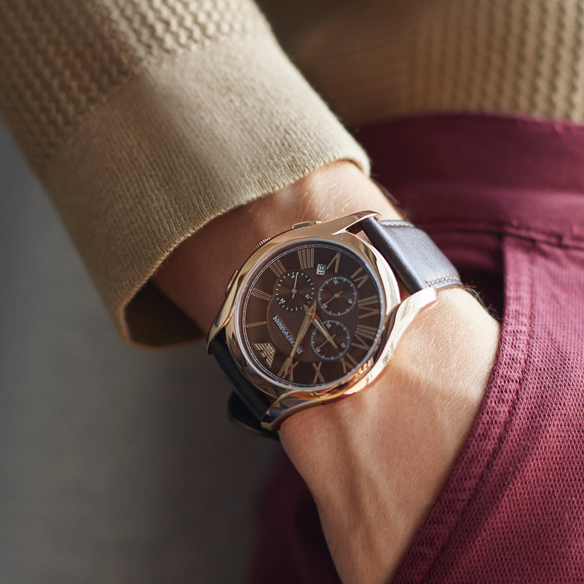 Emporio Armani Chronograph Brown Dial Men's Watch AR1701