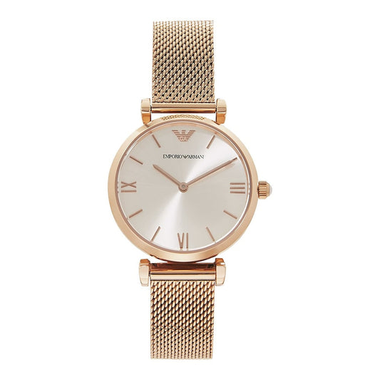 Emporio Armani Retro Silver Dial Rose Gold-tone Ladies Watch AR1956