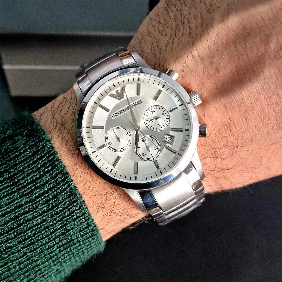 Emporio Armani Sportivo Chronograph Cream Dial Watch AR2458