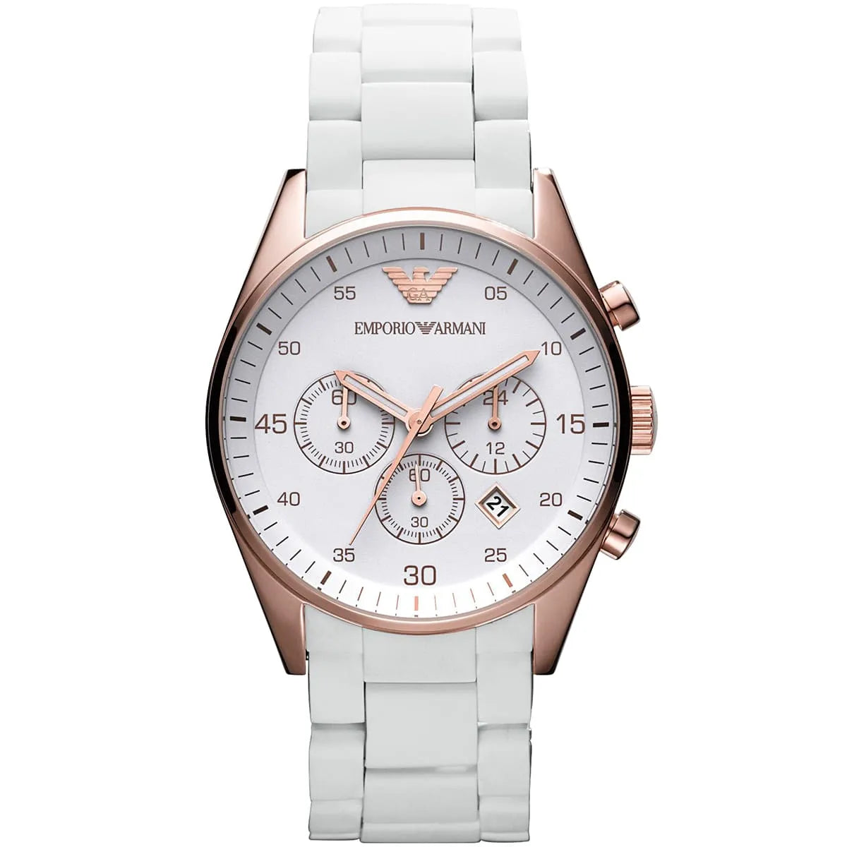 Emporio Armani Sport Chronograph White Silicone-wrapped Stainless Watch AR5919