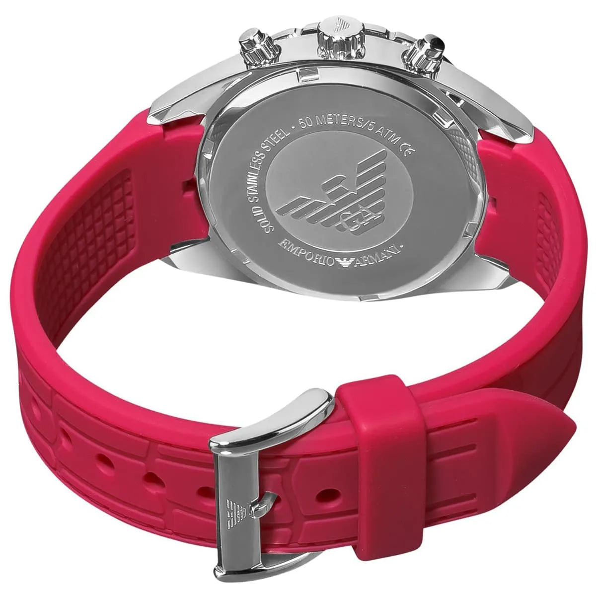 Emporio Armani Sport Chronograph Hot Pink Silicone Strap Women's Watch - AR5937