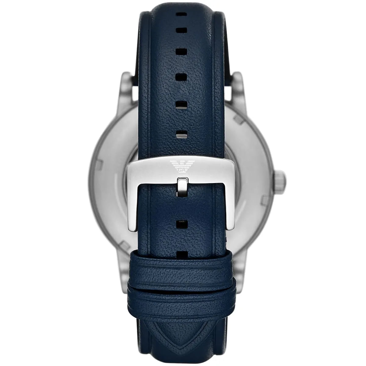 Emporio Armani Luigi Automatic Blue Sunray Skeleton Dial Blue Genuine Leather Watch - AR60030