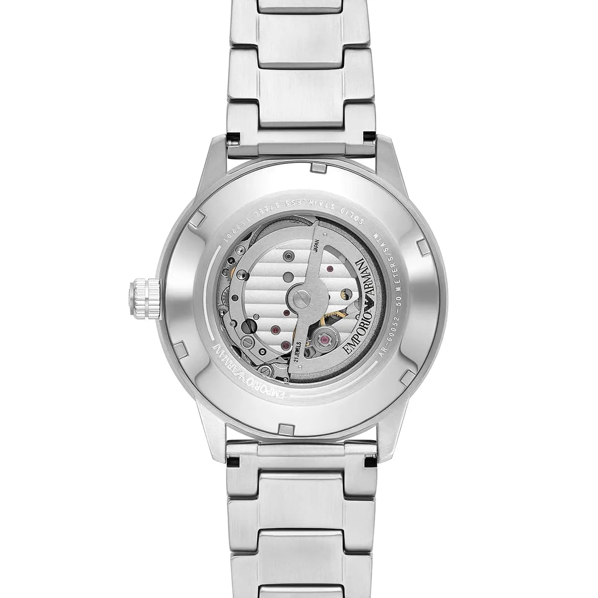 Emporio Armani Meccanico Automatic Blue Dial Silver Steel Strap Watch AR60052