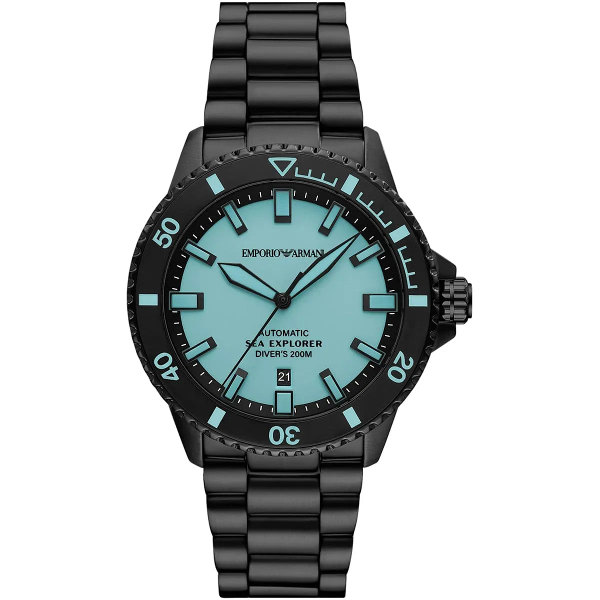 Emporio Armani Sea Explorer Automatic Black Stainless Steel Watch AR60084