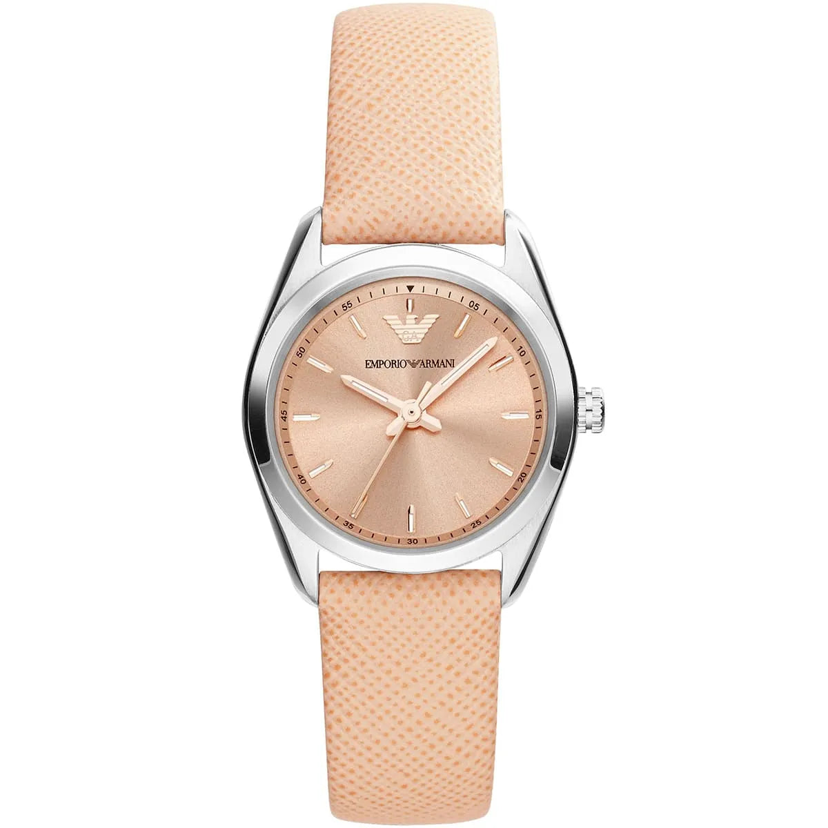 Emporio Armani Tazio Small Beige Saffiano Genuine Leather Women's Watch - AR6032
