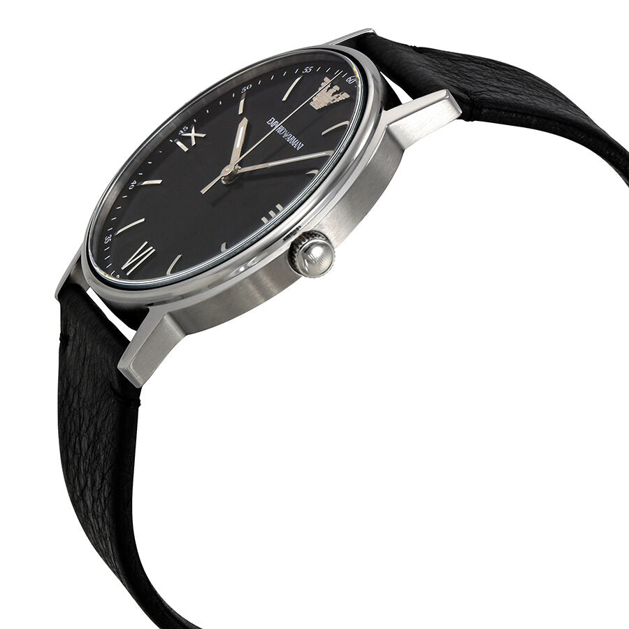Emporio Armani Kappa Black Dial Black Leather Men's Watch AR11013 - BigDaddy Watches #2