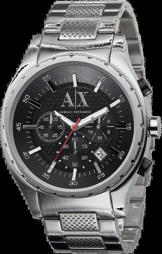 Armani Exchange Silver Chronograph Black Dial Men's Watch  AX1057 - Dawson Watches