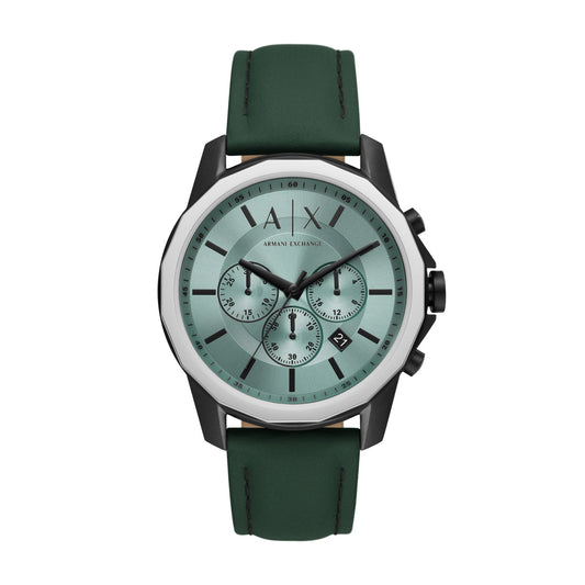 Armani Exchange Banks Chronograph Green Leather Strap Men's Watch  AX1725 - Dawson Watches
