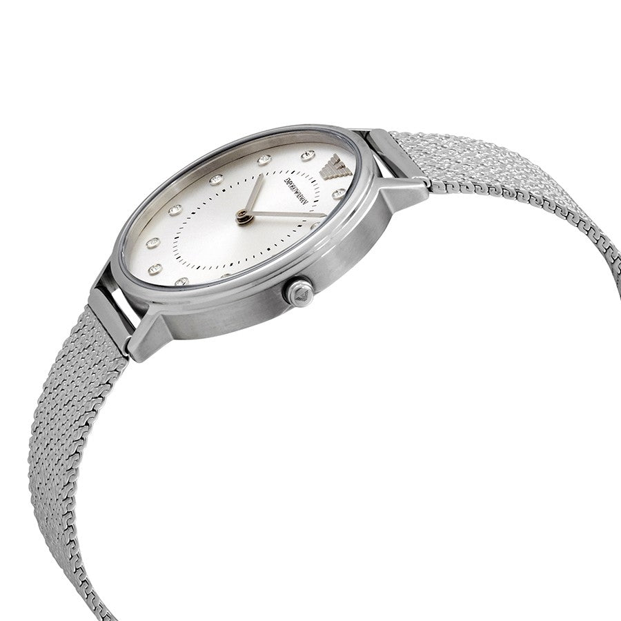 Emporio Armani Quartz Crystal Silver Dial Ladies Watch AR11128