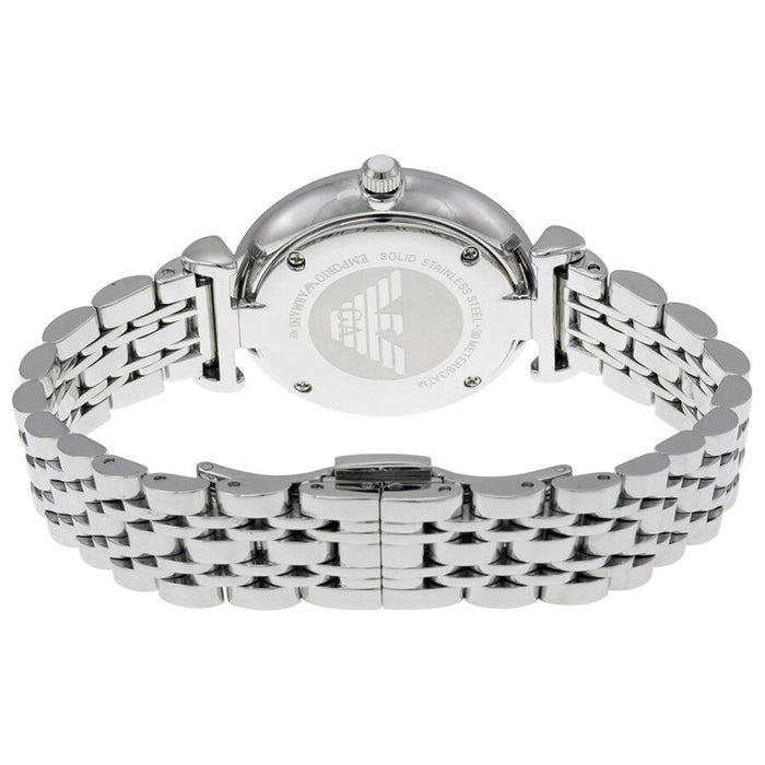 Emporio Armani White Crystal Pave Dial Silver Ladies Watch AR1925