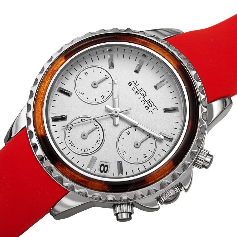 August Steiner Chronograph Quartz White Dial Ladies Watch AS8268RD - The Watches Men & Co #2