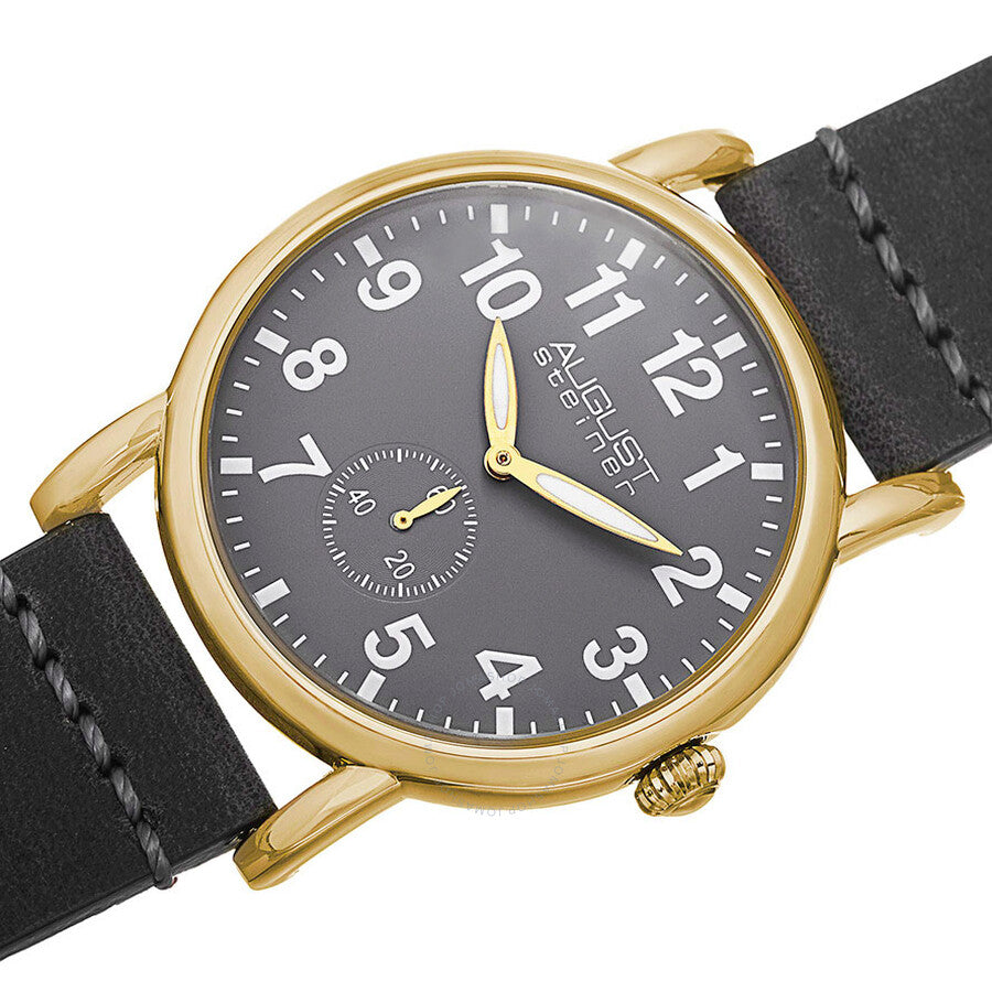 August Steiner Grey Black Leather Ladies  Watch AS8110YG - The Watches Men & Co #2