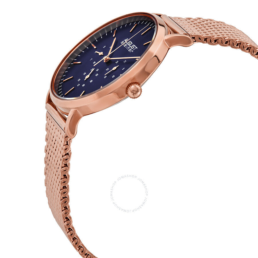 August Steiner Mesh Bracelet Blue Dial Men's Watch AS8255RGBU - The Watches Men & Co #2