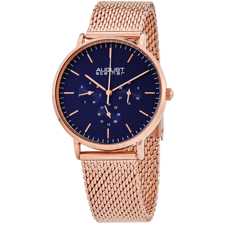 August Steiner Mesh Bracelet Blue Dial Men's Watch AS8255RGBU - The Watches Men & Co