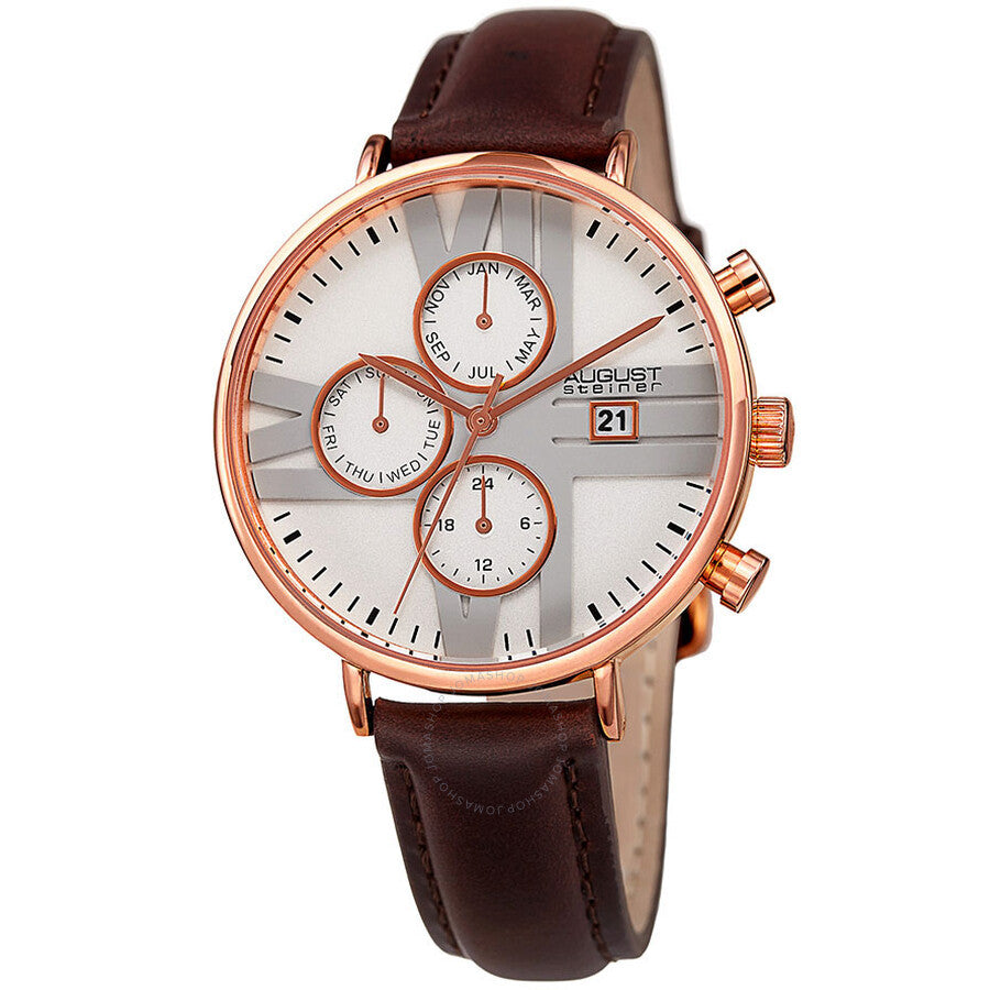 August Steiner Multifunction Silver Dial Ladies Watch AS8220BRRG - The Watches Men & Co