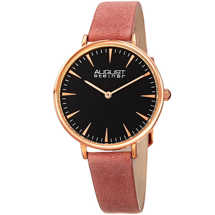 August Steiner Quartz Black Dial Ladies Watch AS8187PK - The Watches Men & Co