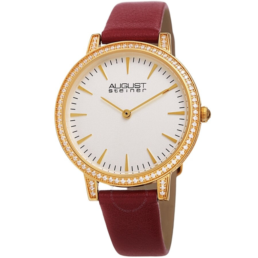 August Steiner Quartz Crystal White Dial Ladies Watch AS8274RD - The Watches Men & Co