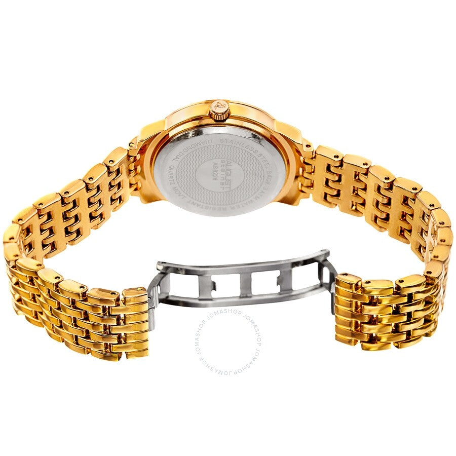 August Steiner Quartz Diamond Crystal Silver Dial Ladies Watch AS8228YG - The Watches Men & Co #4