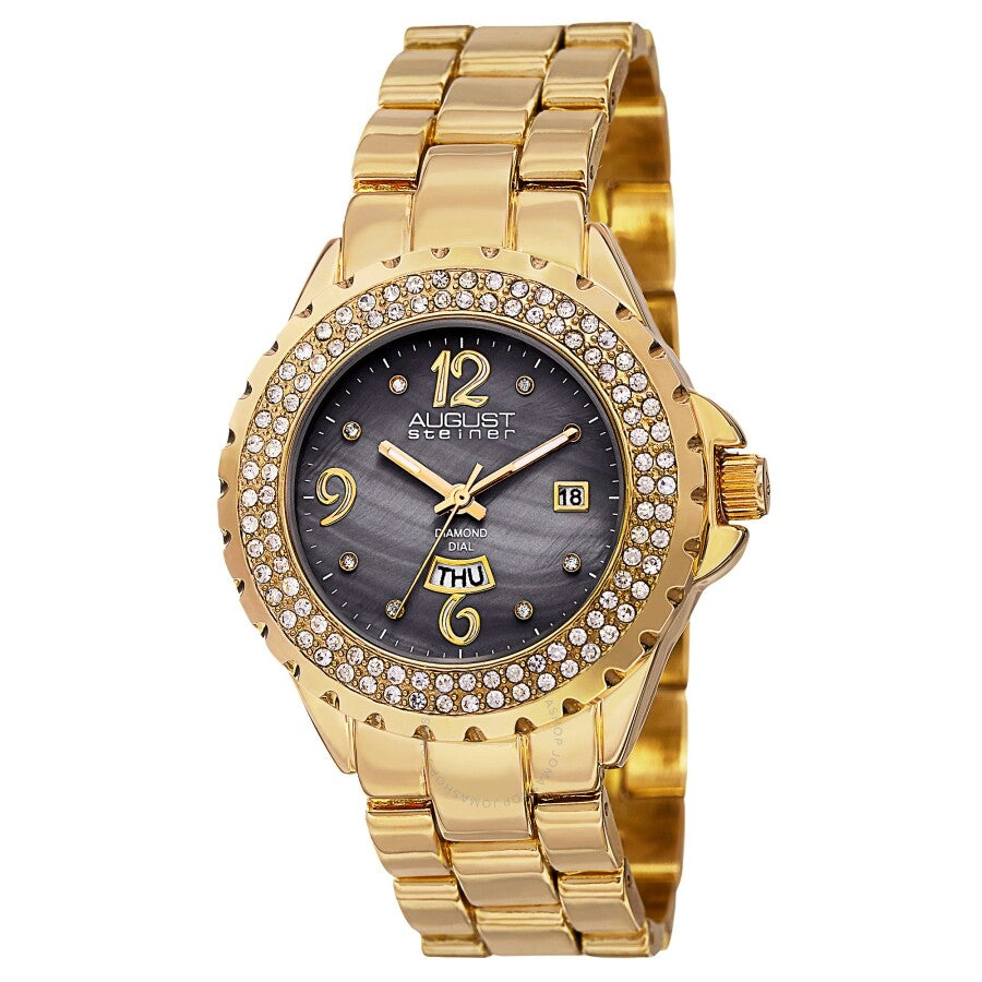 August Steiner Quartz Diamond Grey Dial Ladies Watch AS8156YG - The Watches Men & Co