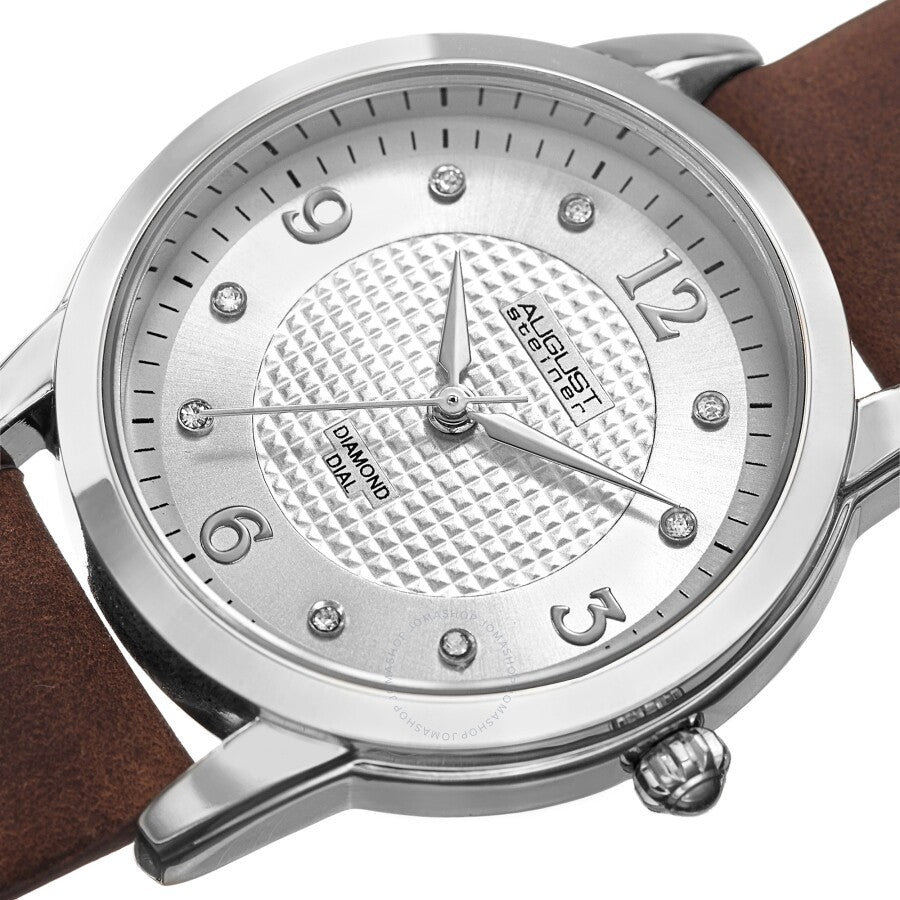 August Steiner Quartz Diamond Silver Dial Ladies Watch AS8198BR - The Watches Men & Co #2