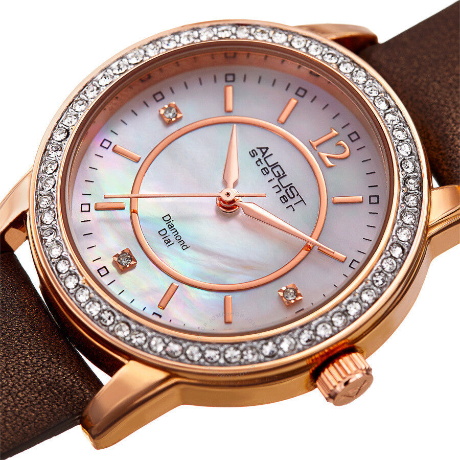August Steiner Quartz Diamond White Dial Ladies Watch AS8227BR - The Watches Men & Co #2