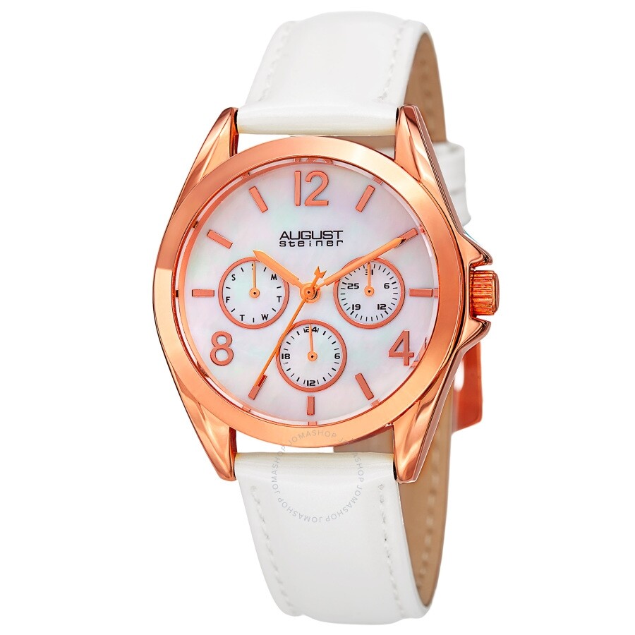 August Steiner Quartz Silver Dial Ladies Watch AS8191WTR - The Watches Men & Co