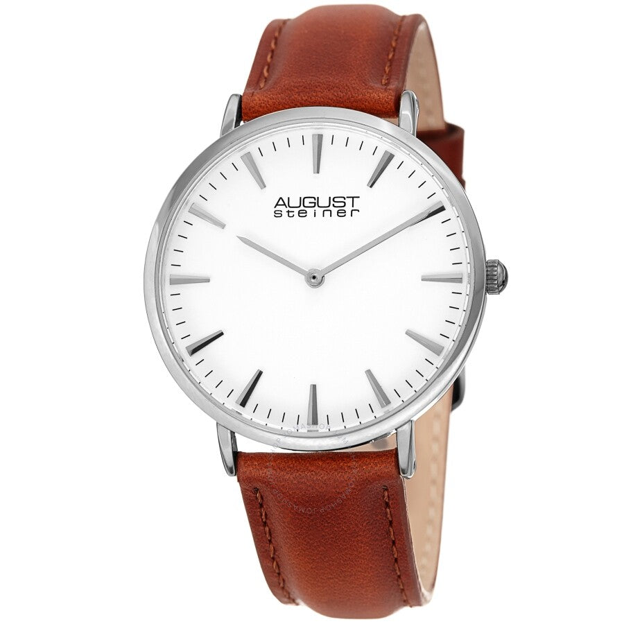 August Steiner Quartz White Dial Ladies Watch AS8247SSBR - The Watches Men & Co