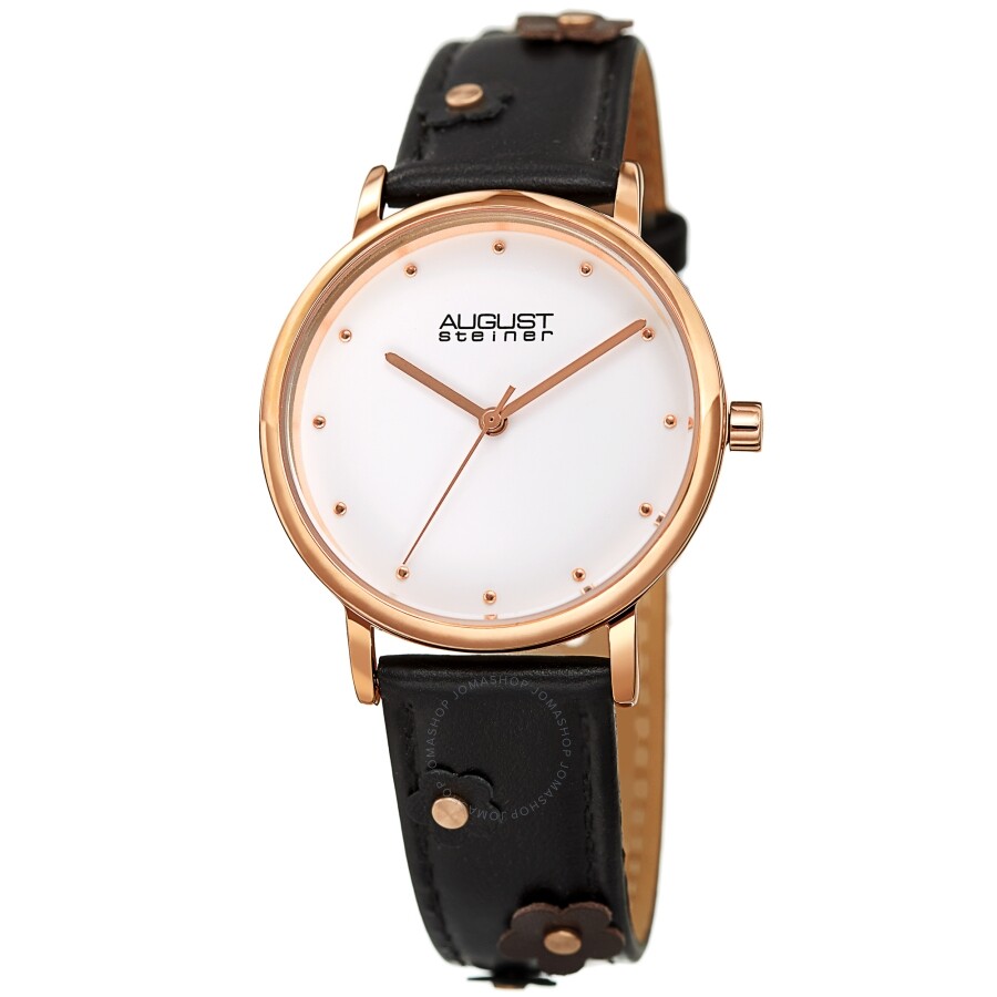 August Steiner Quartz White Dial Ladies Watch AS8260BK - The Watches Men & Co