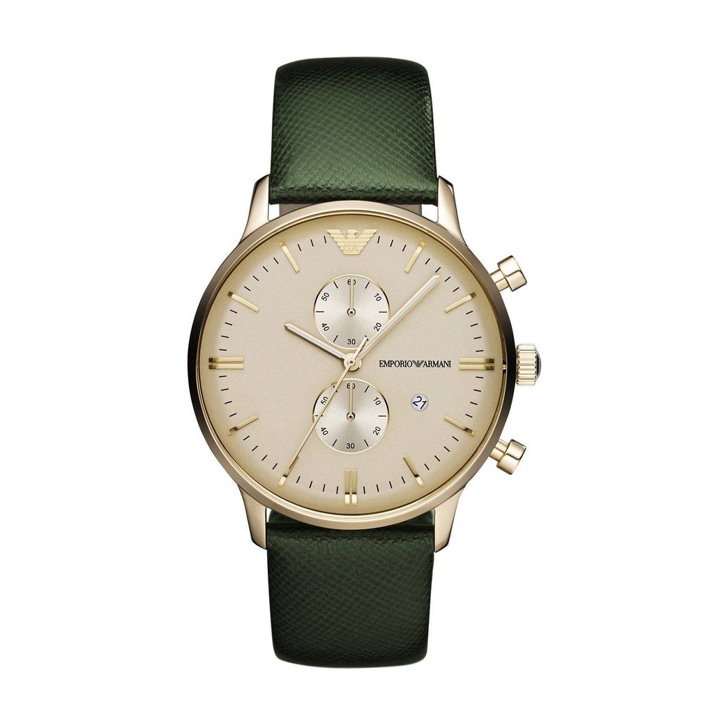 Emporio Armani Green Leather Men's Watch#AR1722 - Dawson Watches