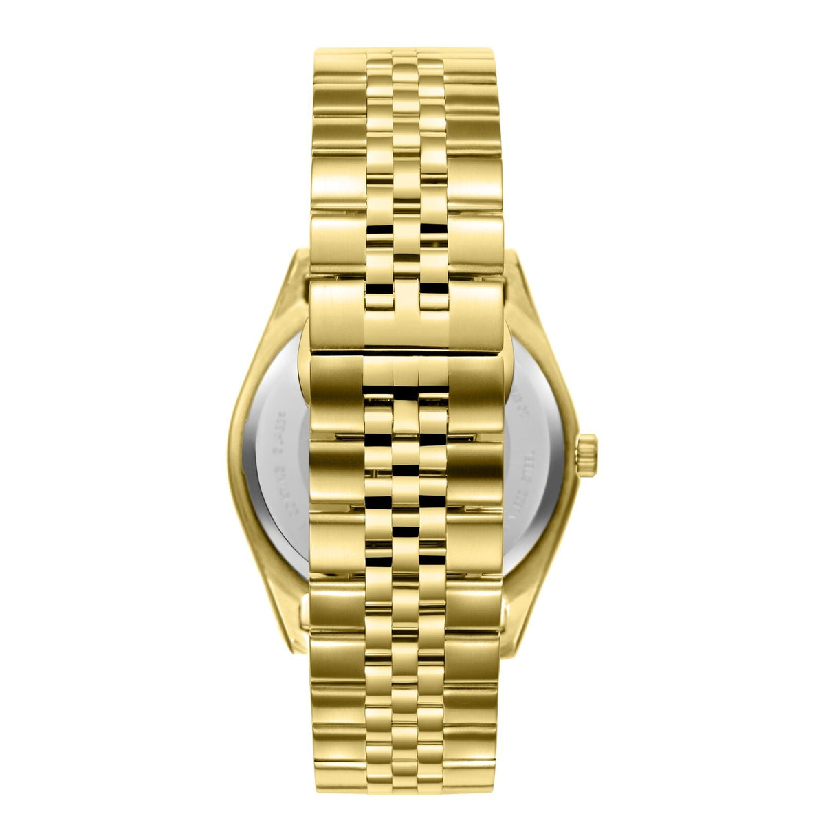 Slim Tech 5 watch caseback showing gold-tone case and bracelet clasp detail