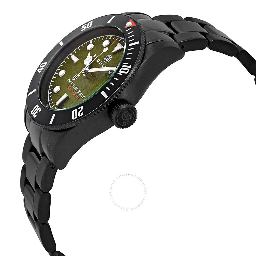 Brooklyn Watch Co. Black Eyed Pea Green Dial Men's Watch 306-D-88-BB-BLK - The Watches Men & Co #2