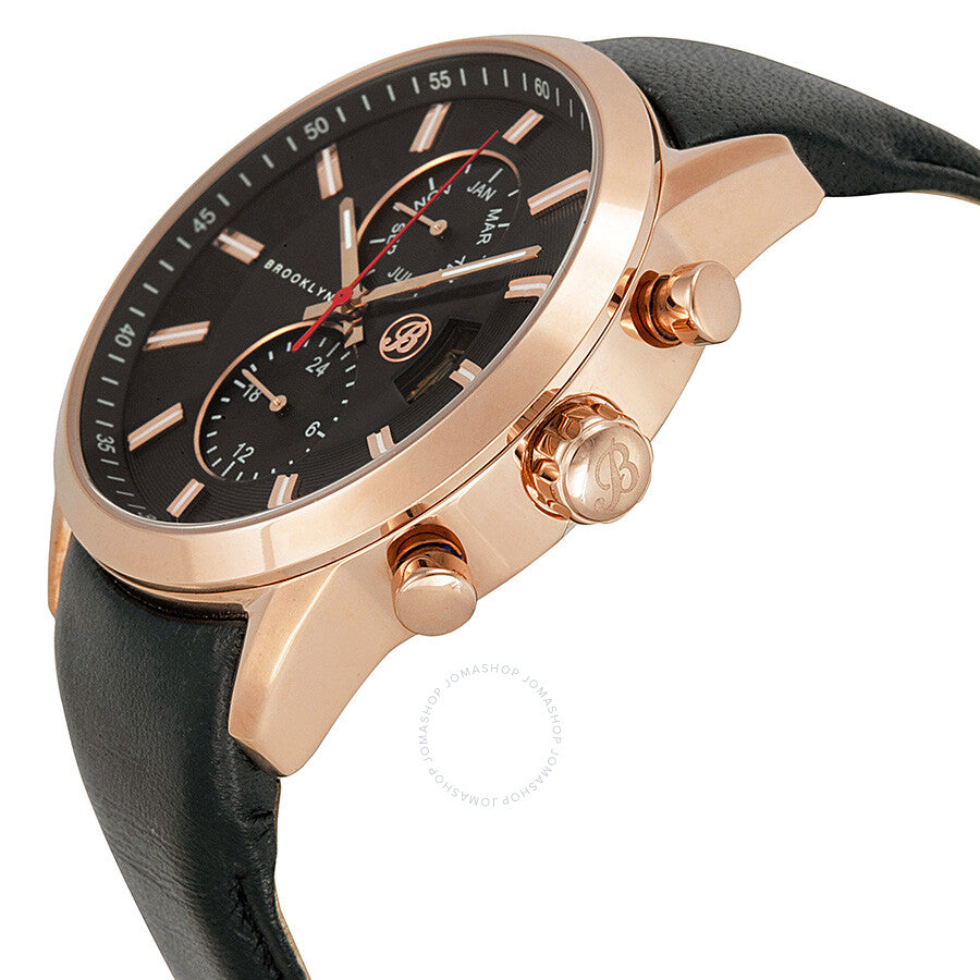 Brooklyn Watch Co. Fulton Black Dial Black Leather Swiss Quartz Men's Watch FL-RG-BK-BK - The Watches Men & Co #2