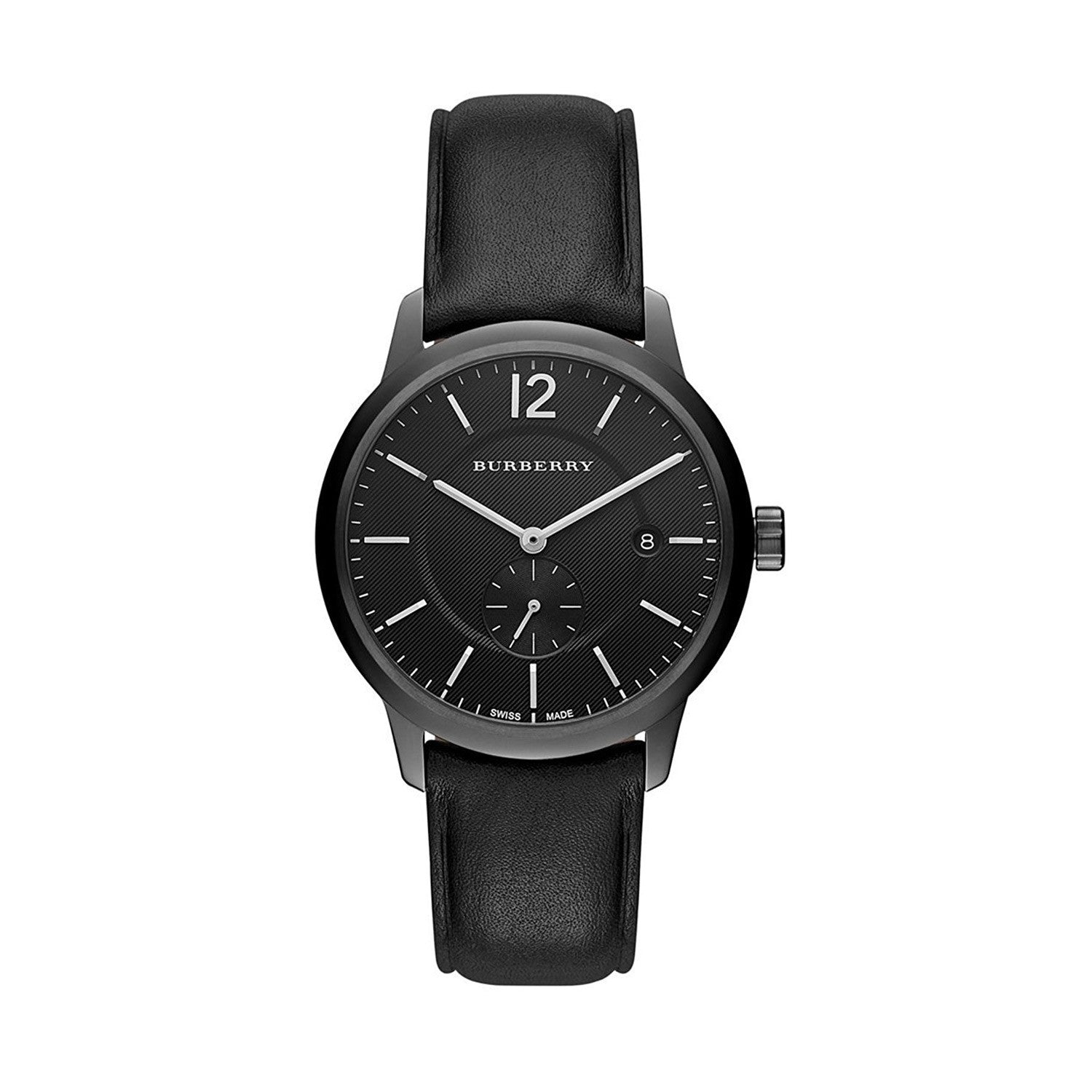 Burberry Men’s Swiss Made Leather Strap Black Dial Men's Watch  BU10003 - Kiwi Watches