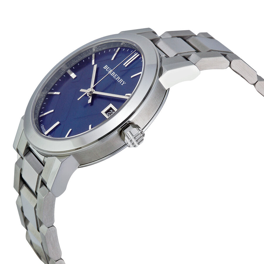 Burberry Blue Check Stamped Dial Stainless Steel Men's Watch BU9031 - BigDaddy Watches #2