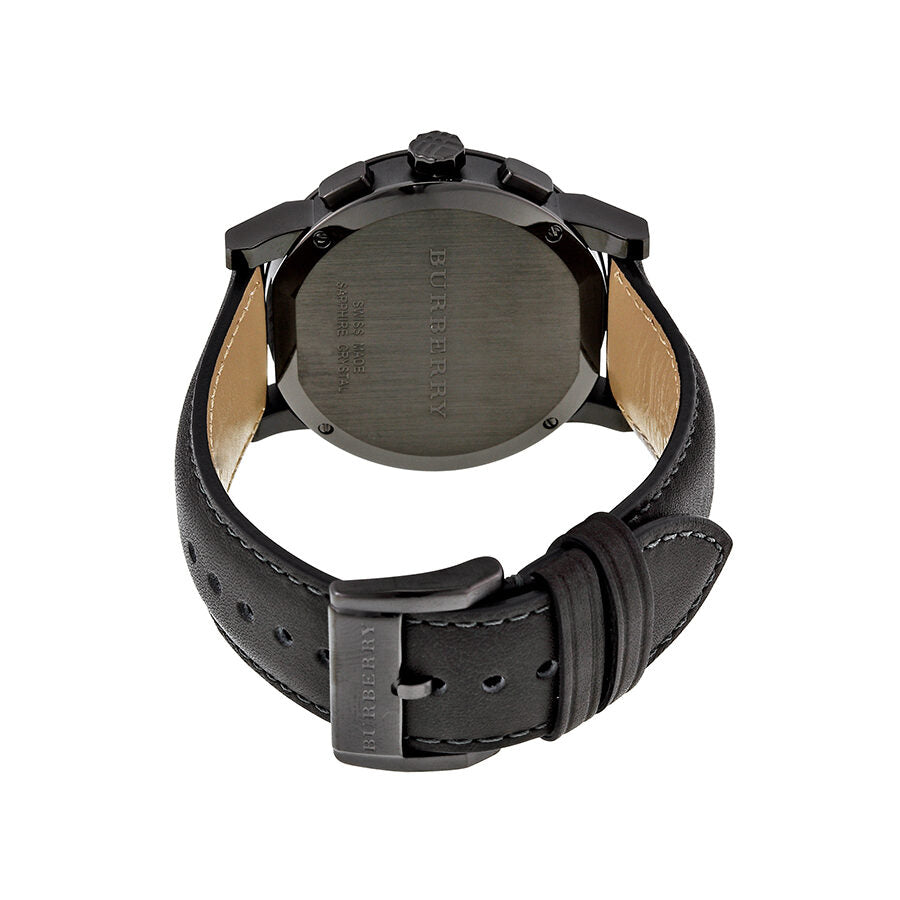 Burberry Chronograph Dark Grey Dial Dark Grey Leather Men's Watch BU9364 - The Watches Men & CO #3
