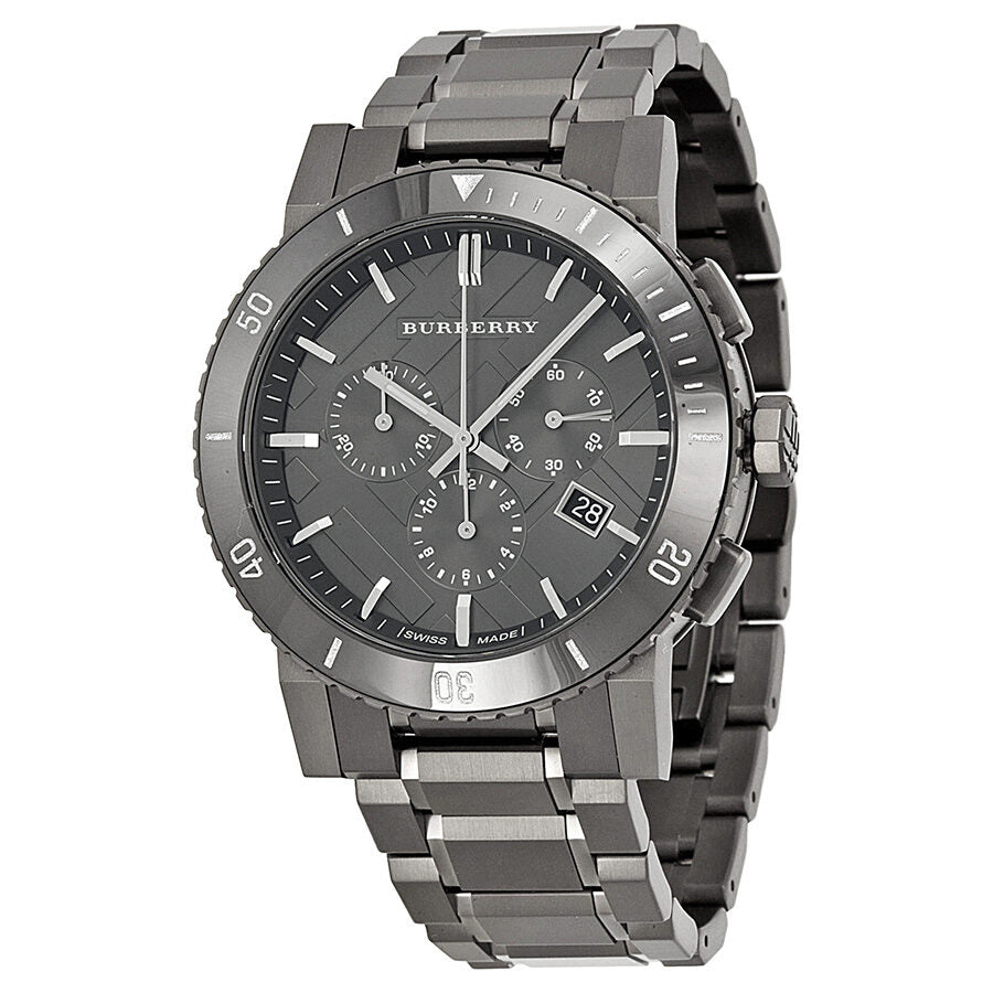 Burberry Chronograph Gunmetal Dial  Grey Ion-plated Stainless Steel Men's Watch BU9381 - BigDaddy Watches