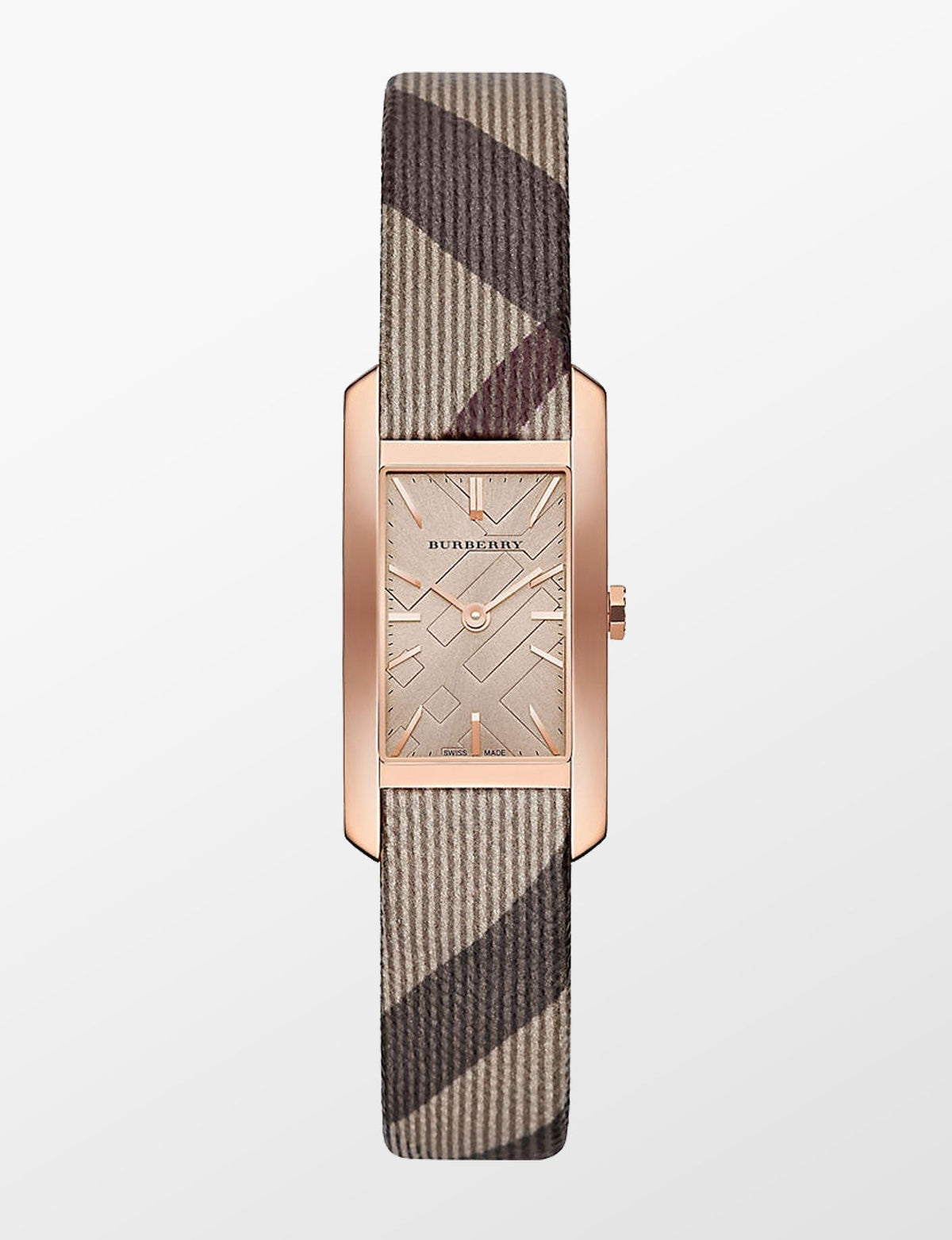 Burberry Heritage BU9510 watch front view with cream dial and rose gold case