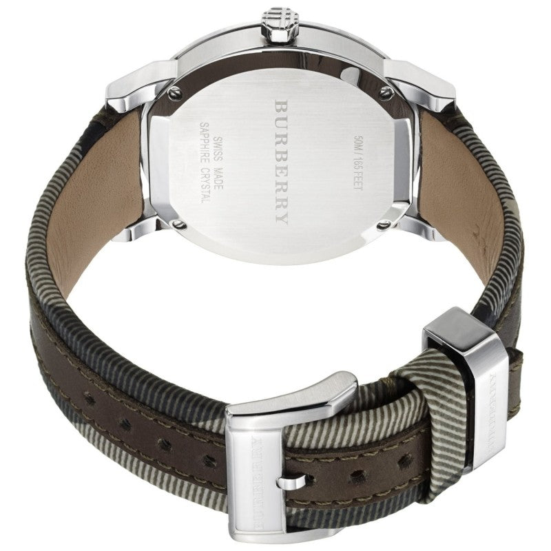 Burberry Men's Large Check Leather on Canvas Strap Beige Dial Men's Watch BU9020 - Kiwi Watches #2