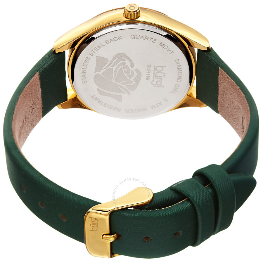 Burgi Diamond Accented Flower Quartz Green Dial Ladies Watch BUR189GN - The Watches Men & Co #4
