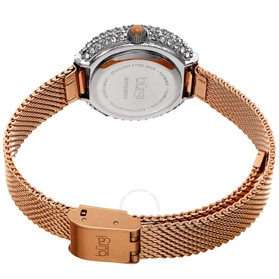 Burgi Diamond Silver Dial Ladies Watch BUR236RG - The Watches Men & Co #4