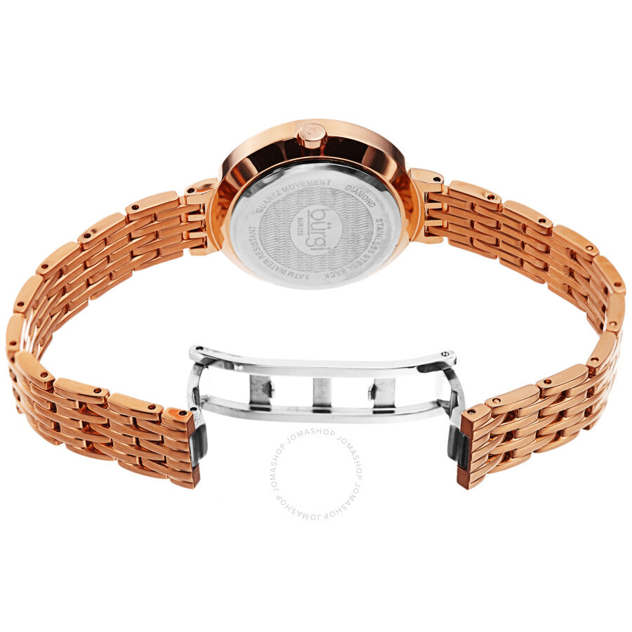 Burgi Faceted Crystal Bezel Diamond Rose Dial Ladies Watch BUR253RG - The Watches Men & Co #4