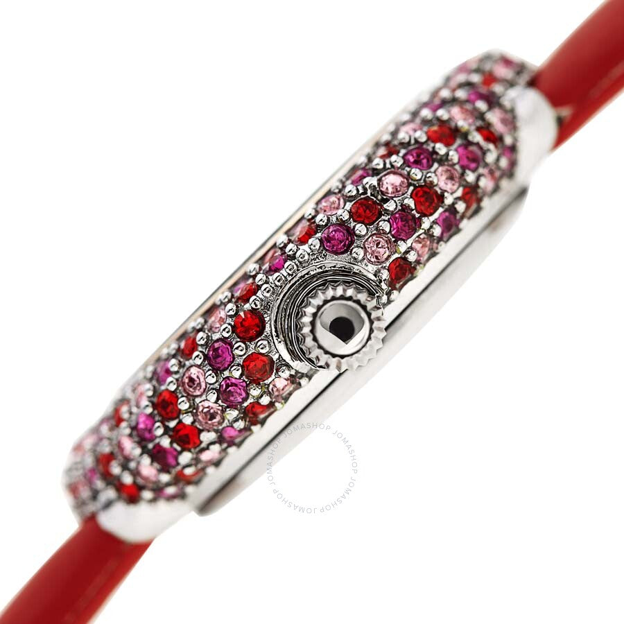 Burgi Ladies Diamond Colored Swarovski Crystal Sparkling Bezel Leather Strap Watch - The Watches Men & Co #3