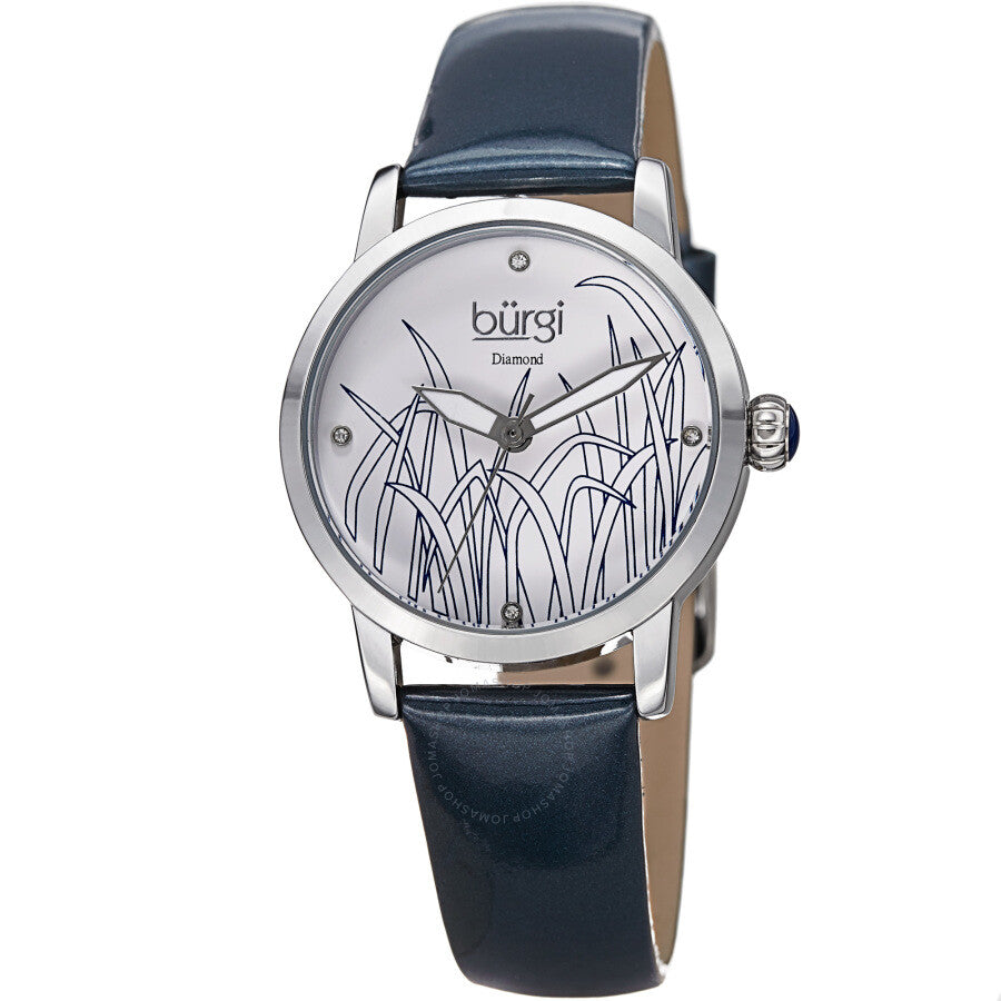 Burgi Pattern Quartz Diamond White Dial Ladies Watch BUR173BU - The Watches Men & Co