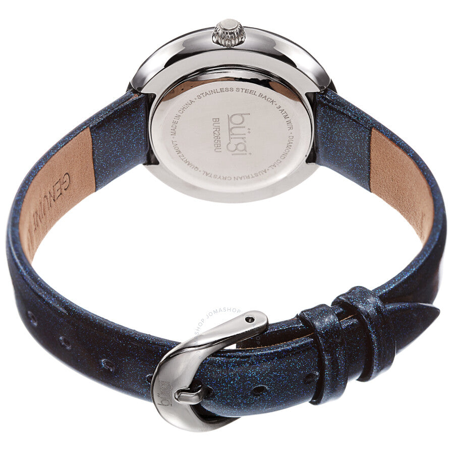 Burgi Quartz Diamond Blue Dial Blue Polyurethane Ladies Watch BUR265BU - The Watches Men & Co #4