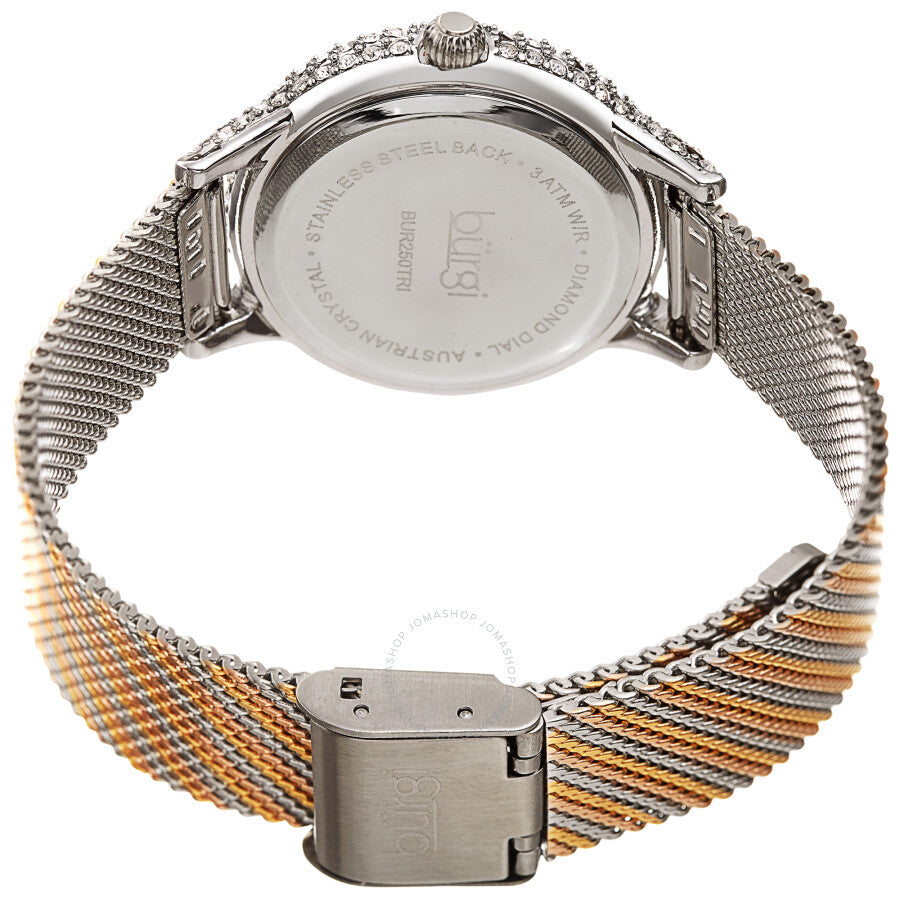 Burgi Quartz Diamond Silver Dial Ladies Watch BUR250TRI - The Watches Men & Co #4