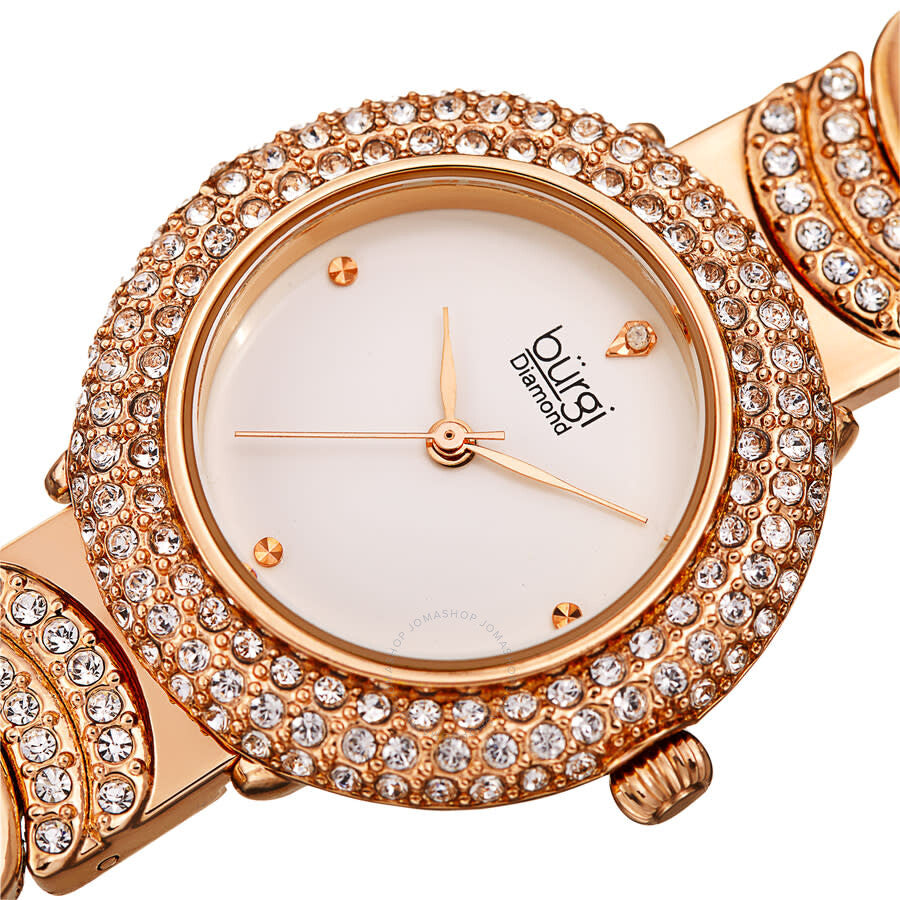 Burgi Quartz Diamond White Dial Ladies Watch BUR266RG - The Watches Men & Co #2