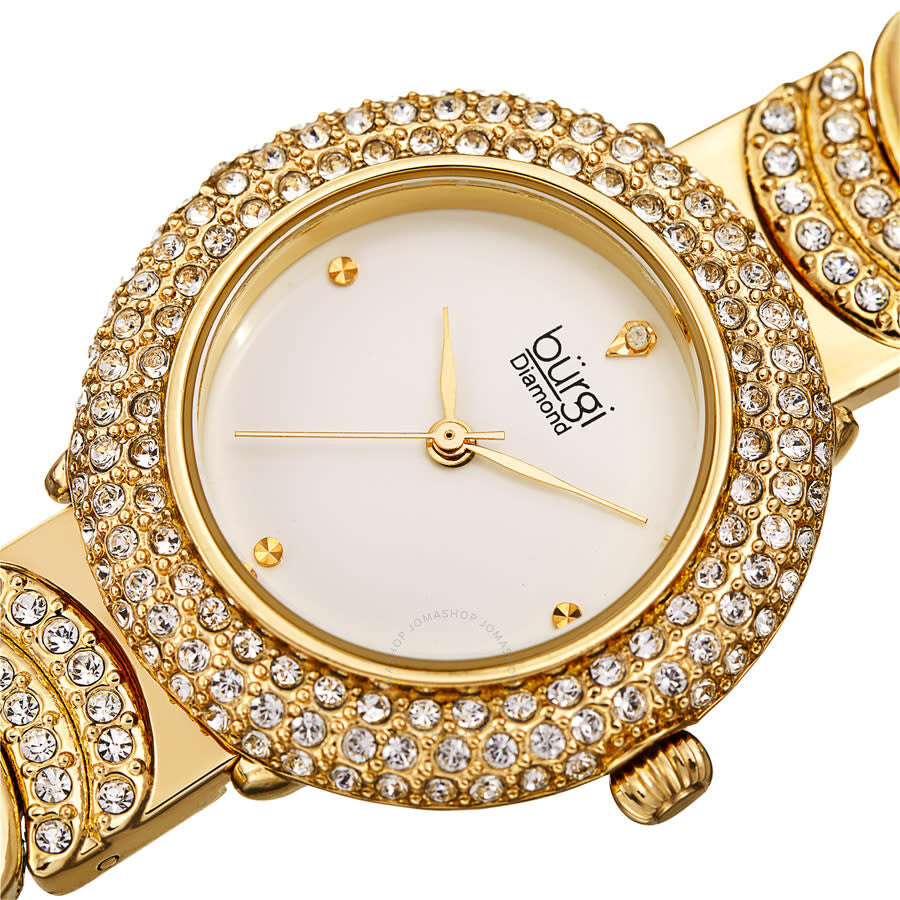 Burgi Quartz Diamond White Dial Ladies Watch BUR266YG - The Watches Men & Co #2